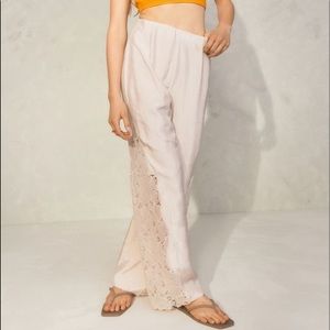 NWOT H&M Lace Inset Satin Pants